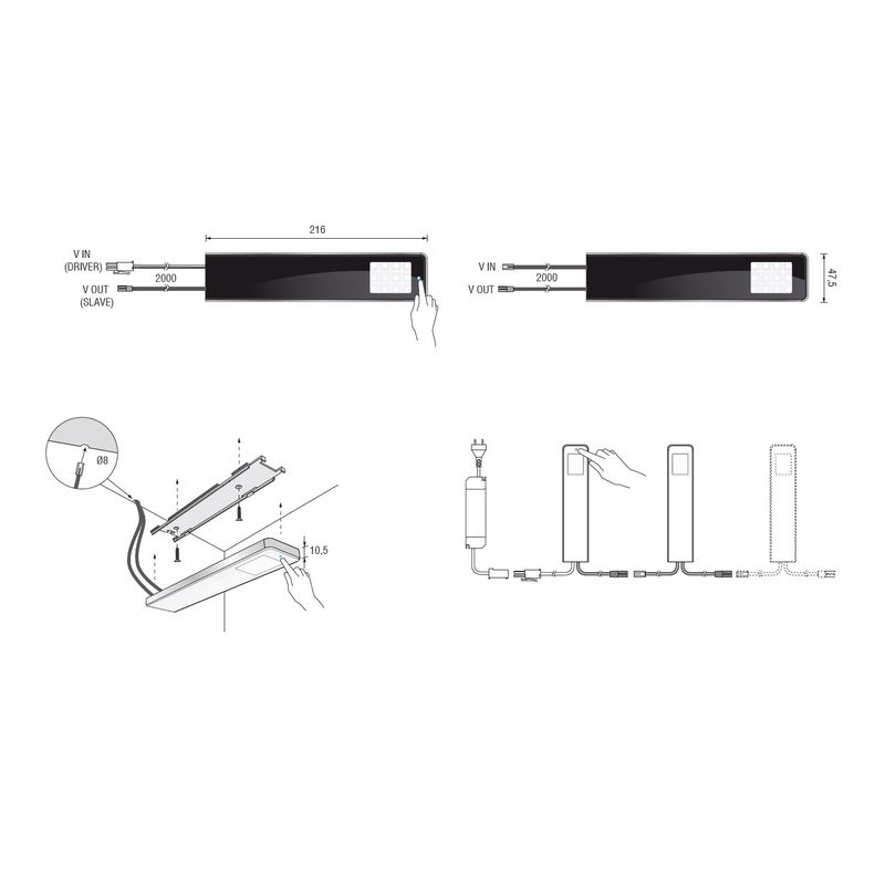 3er-Set LED Leuchte KEY - PANEL