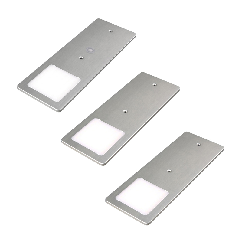 3er-Set LED Leuchte LUGH (Edelstahl-Optik)