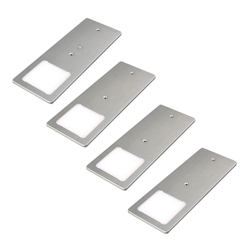 4er-Set LED Leuchte LUGH (Edelstahl-Optik)