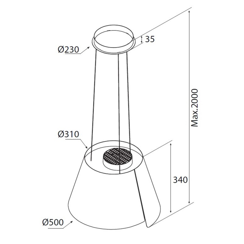 Inselhaube Sharp 50 cm