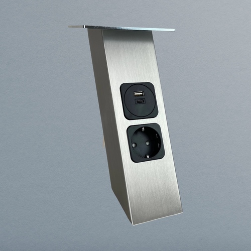 Stützfuß CASA POWER USB (Edelstahl-Optik)