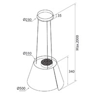 Inselhaube Sharp 50 cm